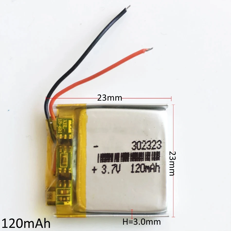 10pcs 302323 3.7V 120mAh Lipo Rechargeable Battery for Bluetooth earphones, audio system voice recorder