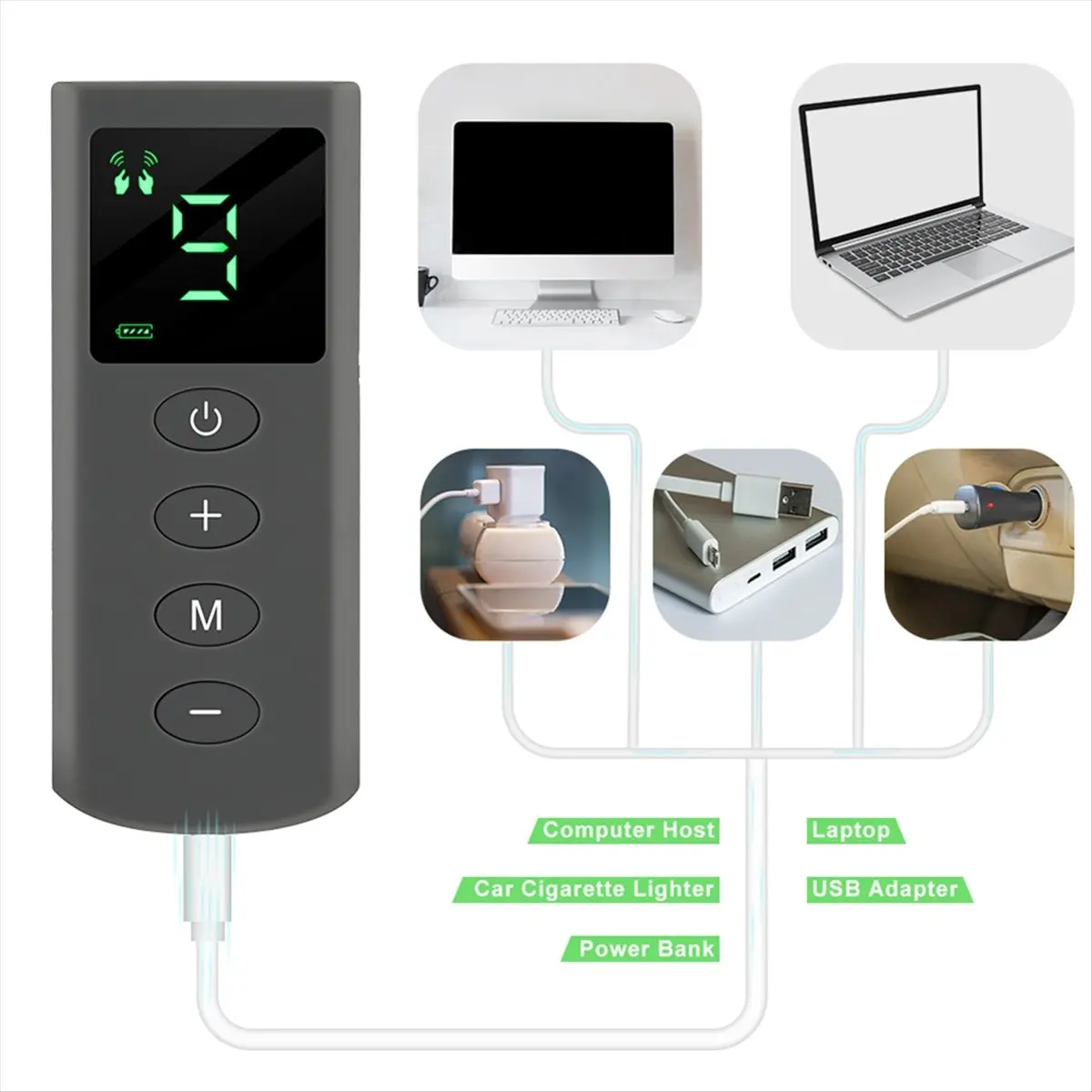Cordless Electric TENS Unit Muscle Stimulation Machine with Electrode Pads Body Massager EMS Mini Massager