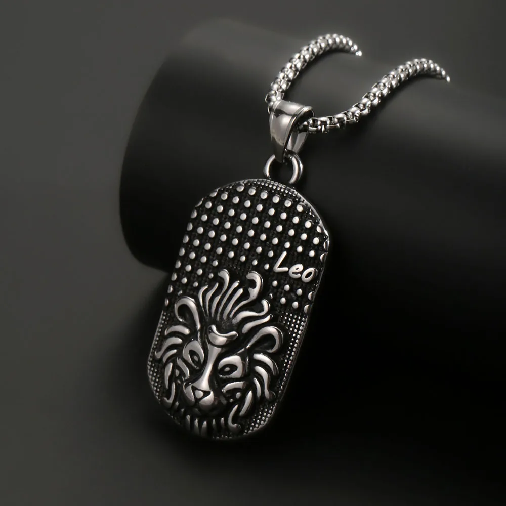 1 قطعة الفولاذ المقاوم للصدأ العقرب الجوزاء 12 زودياك تسجيل قلادة للرجال ليو السرطان كوكبة قلادة قلادة رجل هدية عيد ميلاد
