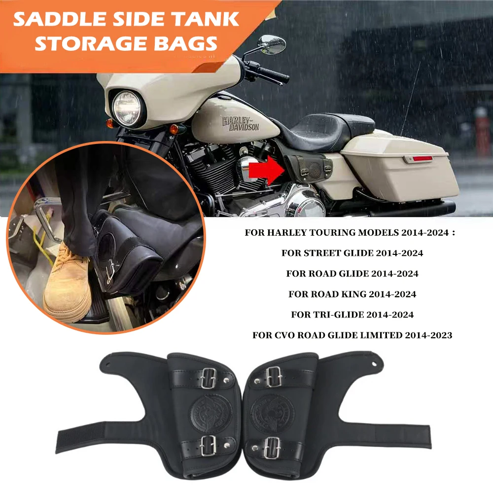 Accessories For Harley Touring Models Street Glide Road Glide 2014-2024 Motorcycle Heat Shield Side Tank Waterproof Storage Bag