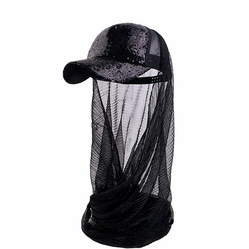 Été Musilm femmes maille paillettes Hijab instantané avec casquettes de Baseball Sports de plein air chapeau de soleil prêt à porter châle Bonnet foulard