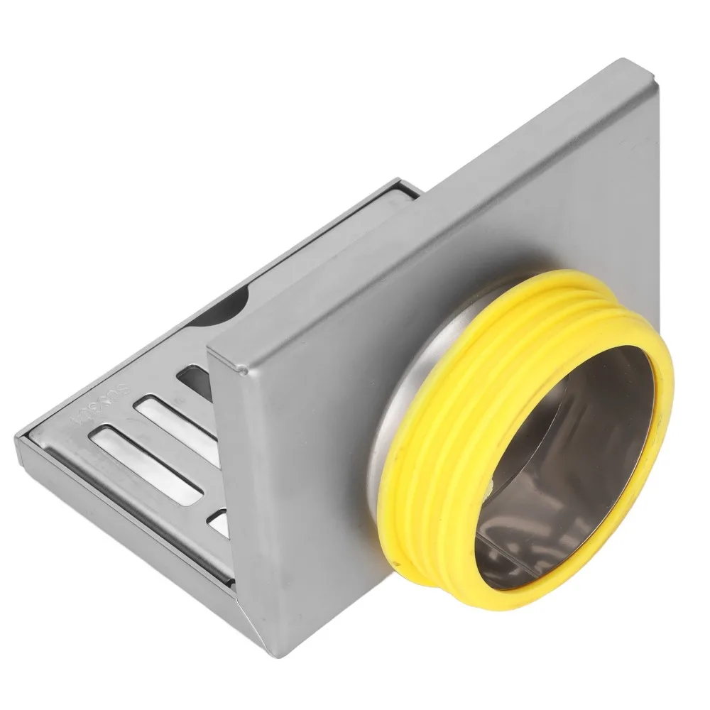 SUS304 Stainless Steel Floor Drain Fits 2.95 Inch Pipe L-Shaped Structure Side Floor Drain Side Outlet Horizontal Drainage