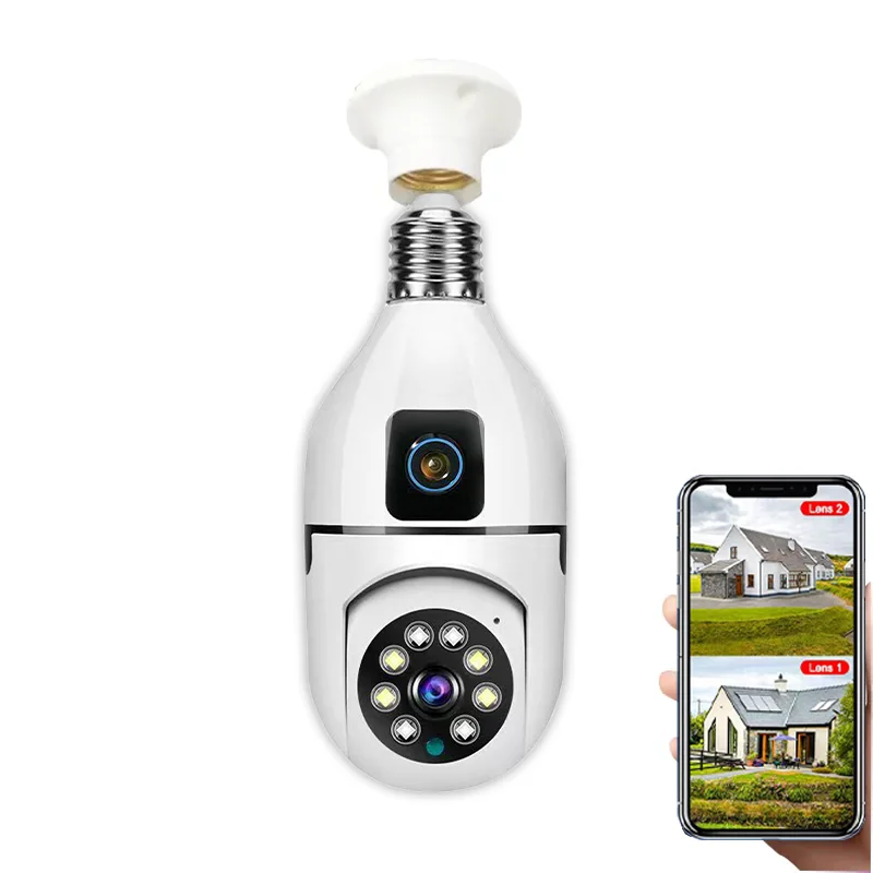 4MP UHD V360Pro APP Dual Lens Full Color E27 Lamphead Wireless PTZ IP Dome Camera AI Humanoid Detection Security Baby Monitor