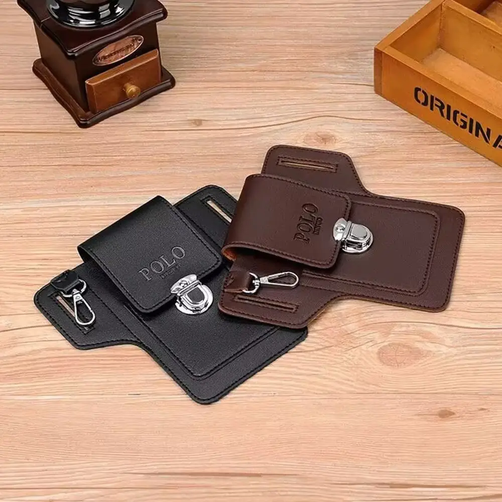 Tas Pinggang Sabuk Multifungsi Baru Tas Kartu Warna Solid Portabel Tas Ponsel Kasual Travel Tas Kulit Antik Tas Olahraga Luar Ruangan