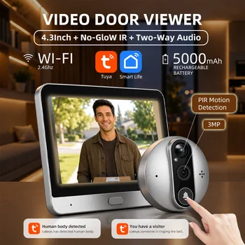 פעמון דלת ועינית חכמה Tuya WiFi עם מצלמת 1080P