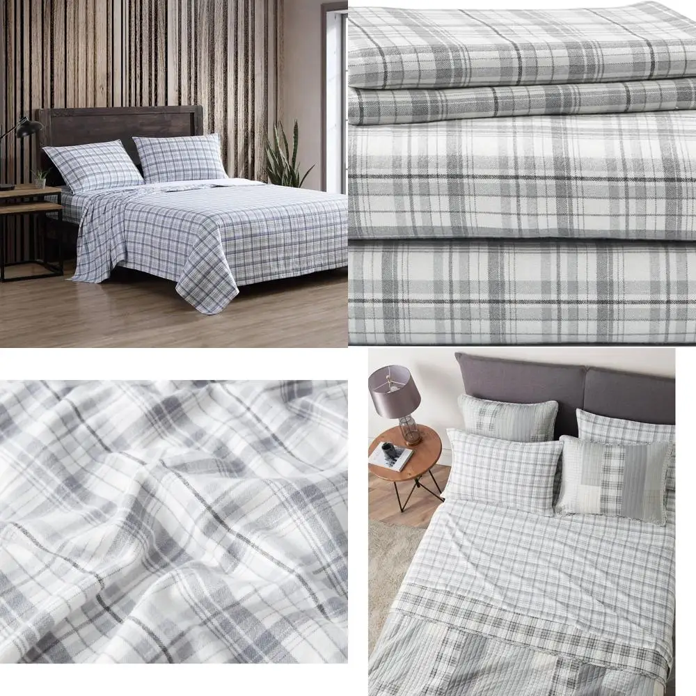 

Cozy Cotton Flannel Full Bedding Set, Brushed for Softness, Beacon Hill Ivory