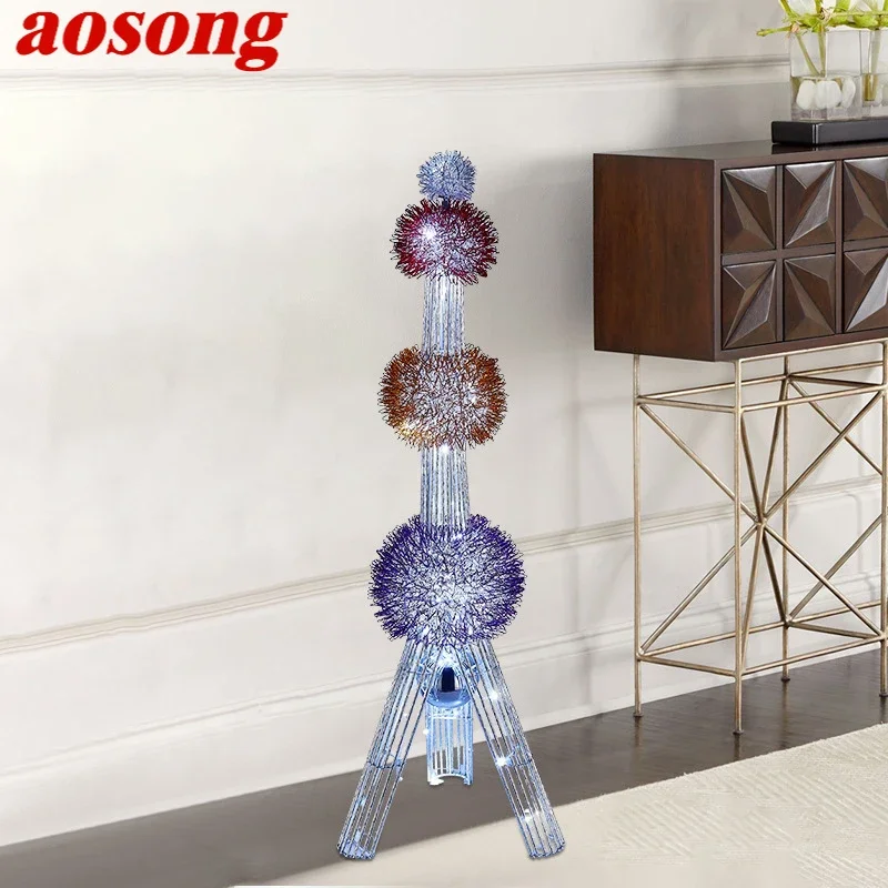 AOSONG Nordic Floor Lamp Modern Art Living Room Bedroom Hotel LED Aluminum Wire Originality Tower Decorative Standing Light