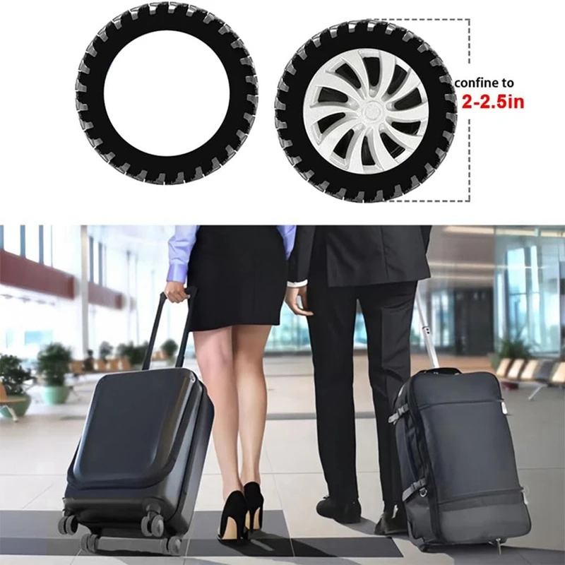 Bagage Wieldop Trolley Box Caster Cover Draaibaar Wiel Stille Ruisonderdrukking Koffer Caster Beschermhoes Zwart 1Set