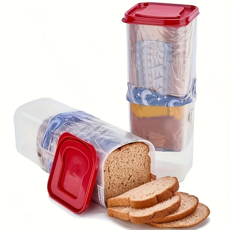 

Plastic Bread Box with Flip Top Lid - Rectangle Bread Keeper Dispenser Container