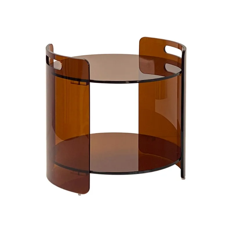 

Customized acrylic brown double-layer round coffee table creative simple transparent splicing table Nordic shelf tea table