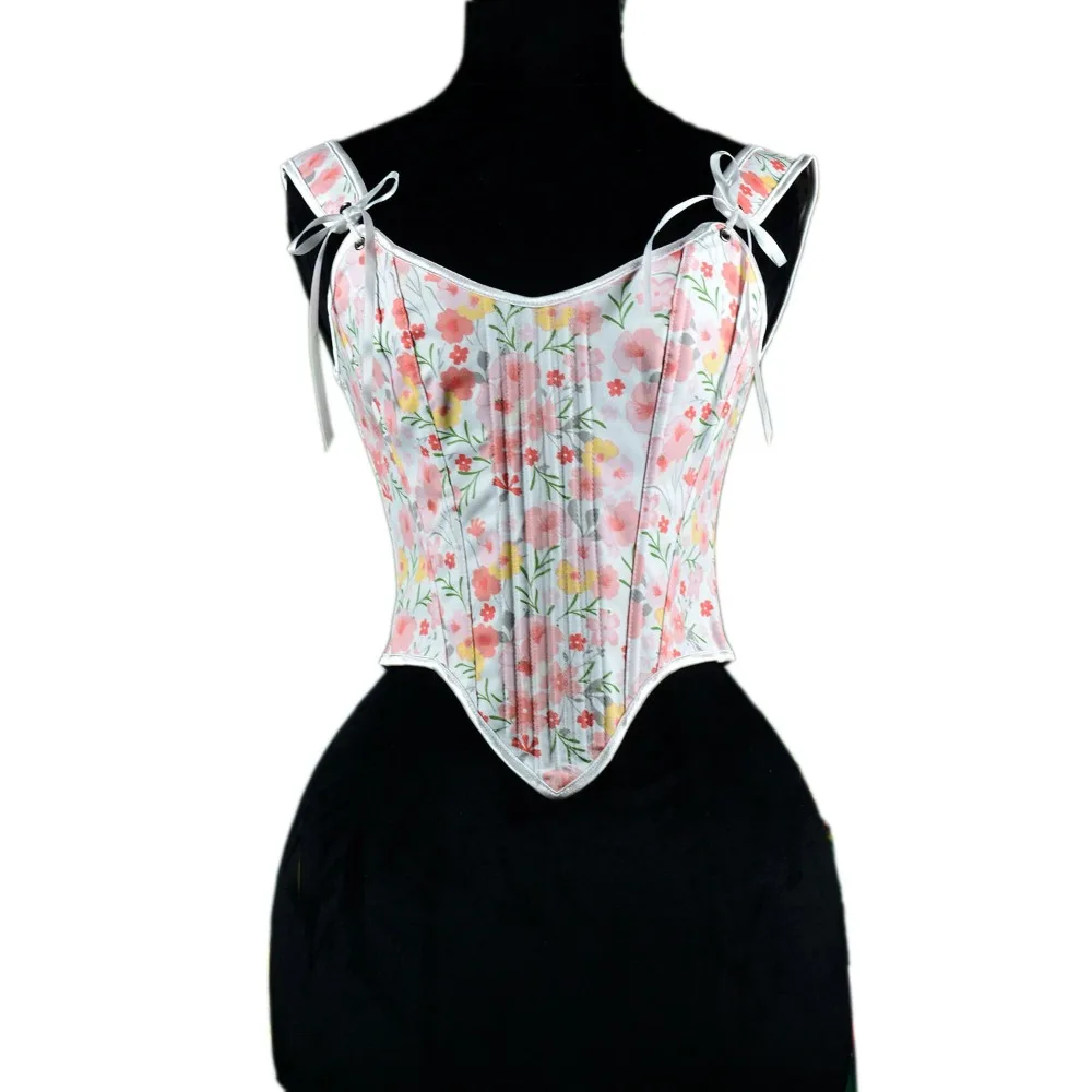 

Женский костюм с цветочным принтом, бюстье, жилет в стиле Ренессанс, камзол на шнуровке, корректирующие топы на косточках, повязки для похудения, сексуальные корсеты