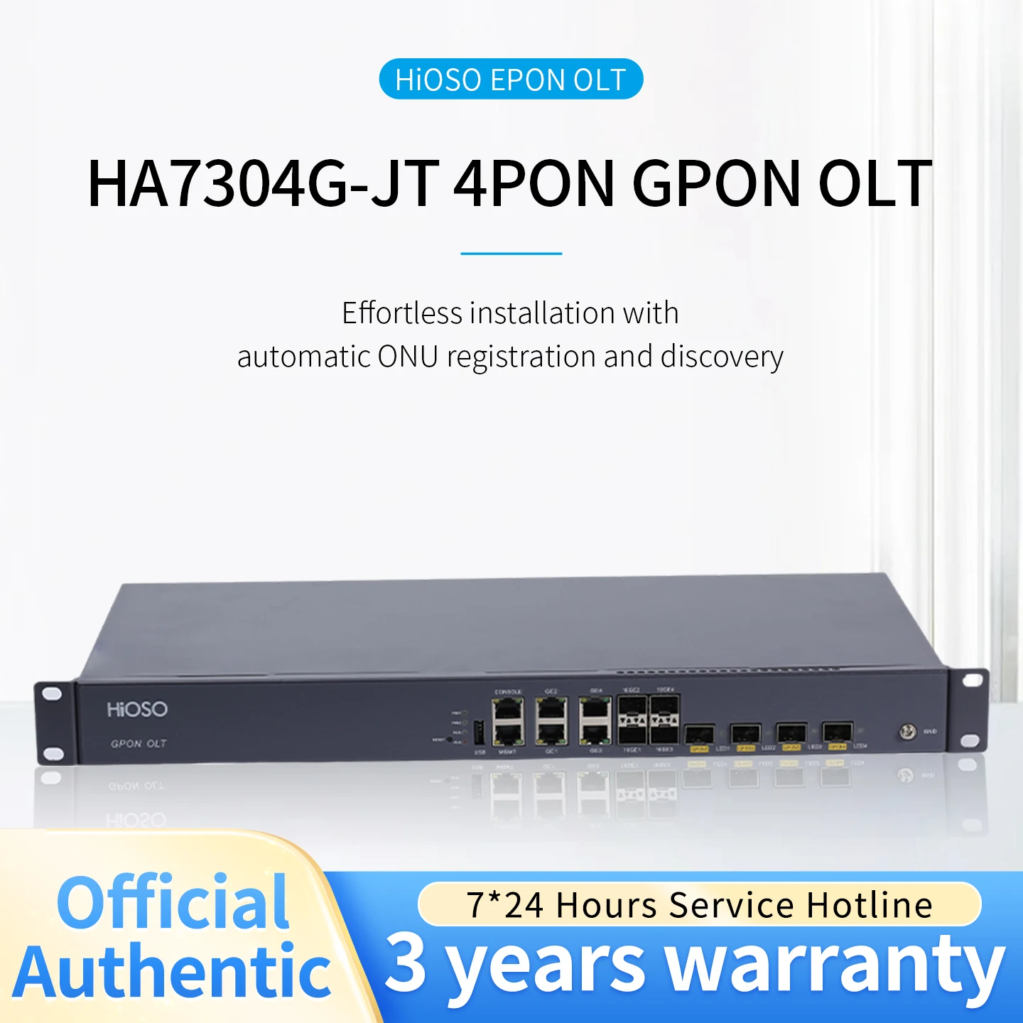 

HiOSO HA7304G-JT Without Pon Module 4PON GPON OLT Fiber Optic Equipment FTTx 4 Ports Best-Selling Mini OLT FTTH 10GE/GE SFP RJ45