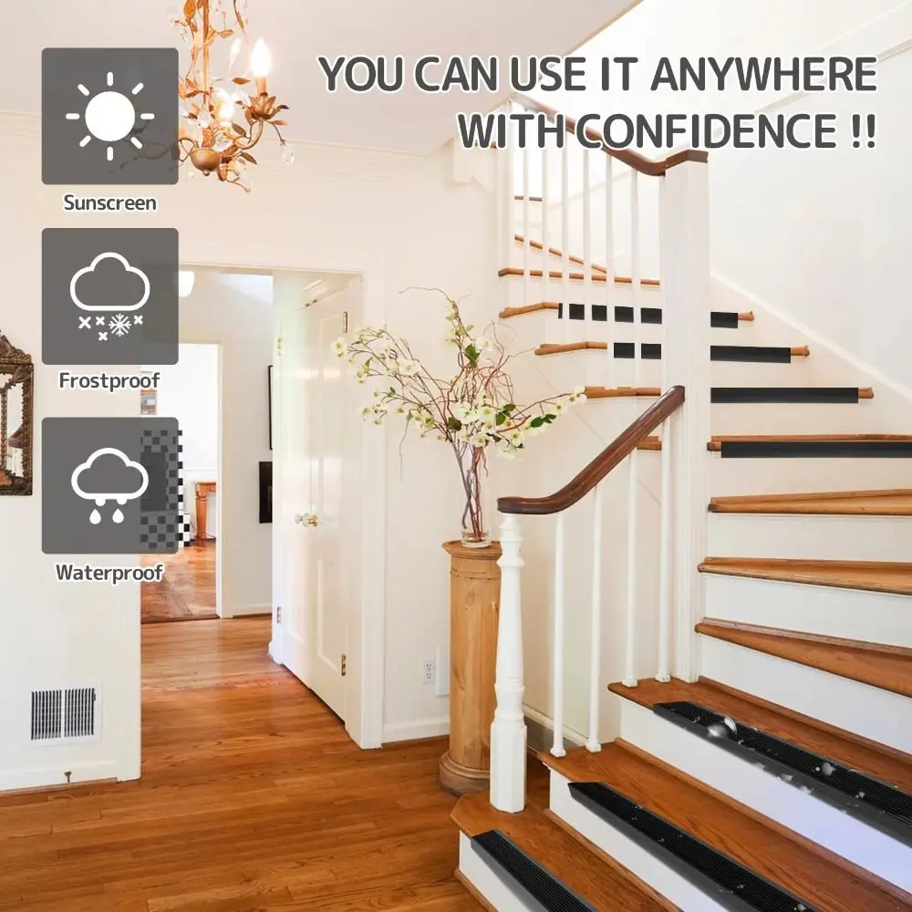 New Self-adhesive Stair Anti-Slip Tape L-Shaped PVC Non-Slip Protector Strips Waterproof Step Edge Protector Home Office