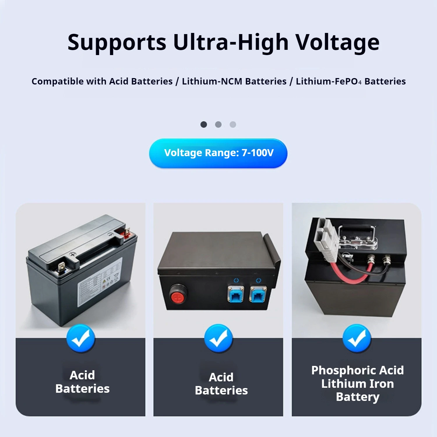 2-Wire DC7-100V Battery Voltage Indicator Universal Lead Acid Li-ion LiFePO4 Battery Capacity Meter with Percentage Display