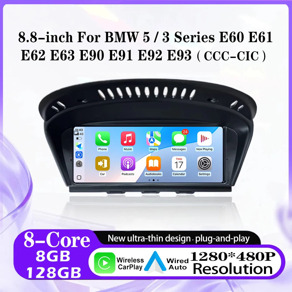 

For BMW 5/3 Series E60 E61E62 E63 E90 Car Radio Multimedia Player Monitor Stereo Navigation GPS BT Wireless Carplay Touch Screen