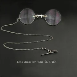 Vintage nose clip glasses myopia reading round spectacles silver Horn-rimmed opera glasses retro portable pinch nez eyeglasse