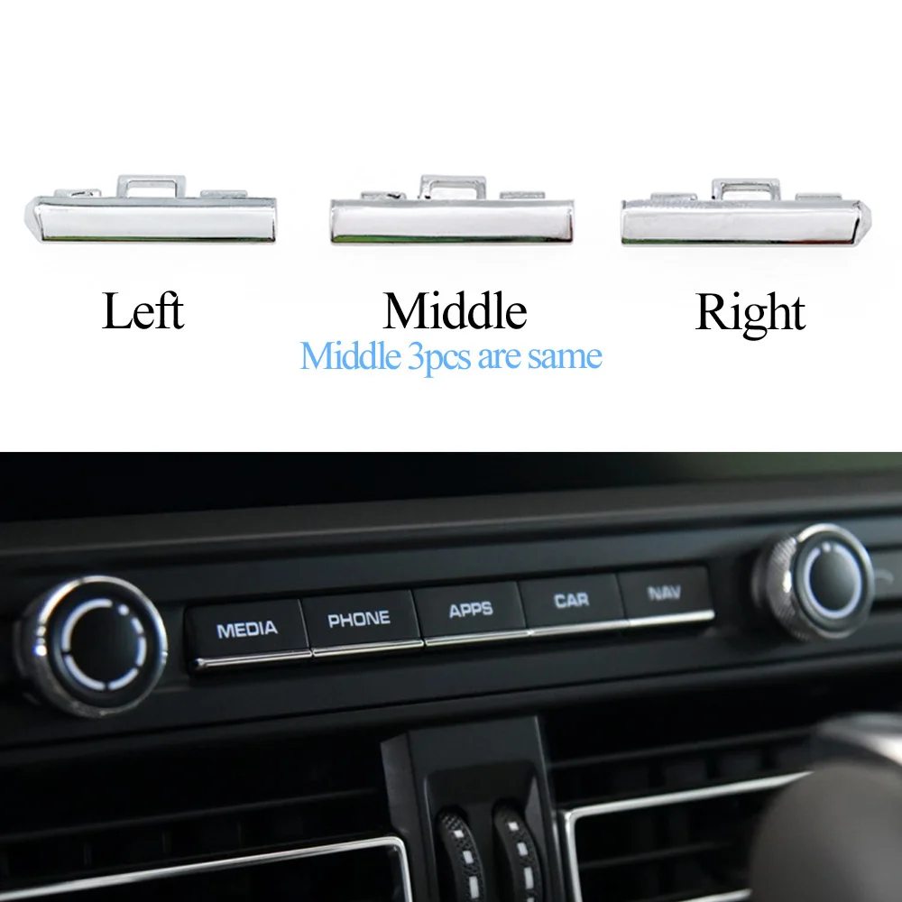 Car Display Screen Button Trim Switch Chrome Plating Strip For Porsche Macan 95B 2018 2019 2020 2021 95B919597