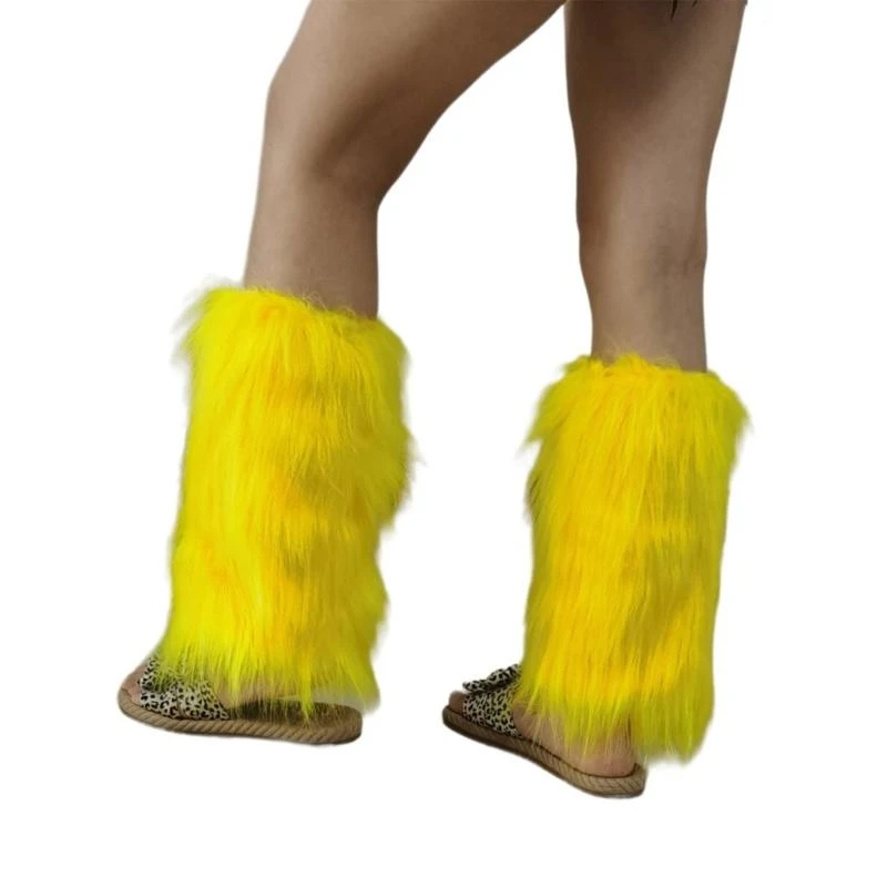 Women Furry Leg Warmers Punk Harajuku Winter Warm Plush Thickened Leggings Cover Harajuku Party Long Leg Cover 15UB
