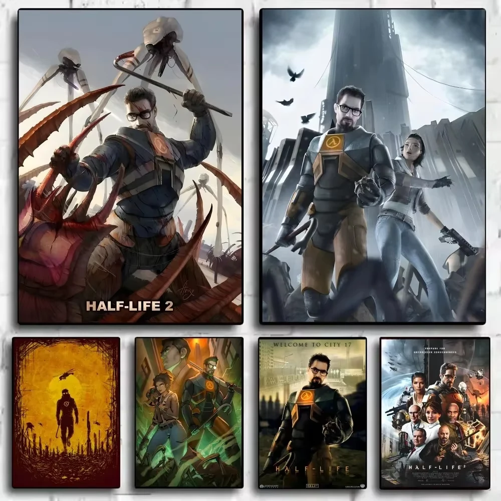 H-Half Life-e 2 Classic Vintage Poster HD art canvas painting home living room bar decoration