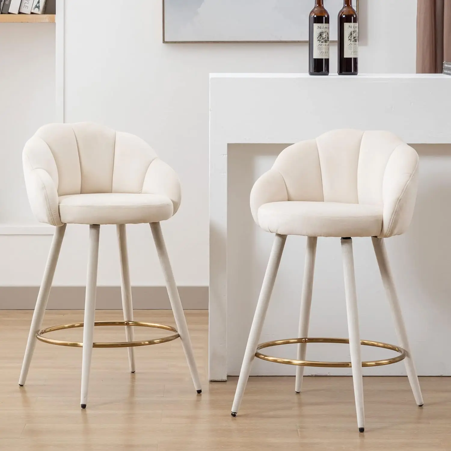 

25.5 Inch Counter Height Barstools Set of 2 Modern Barstools with Back Comfy Velvet Bar Chairs for Kitchen, Customized