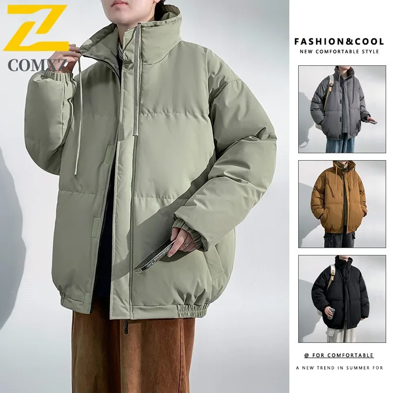 

COMXZ 2025 Winter Men Graphene Cotton Jacket Detachable outdoor Hooded Waterproof Windproof Solid Color Thick Fleece Lined Coat