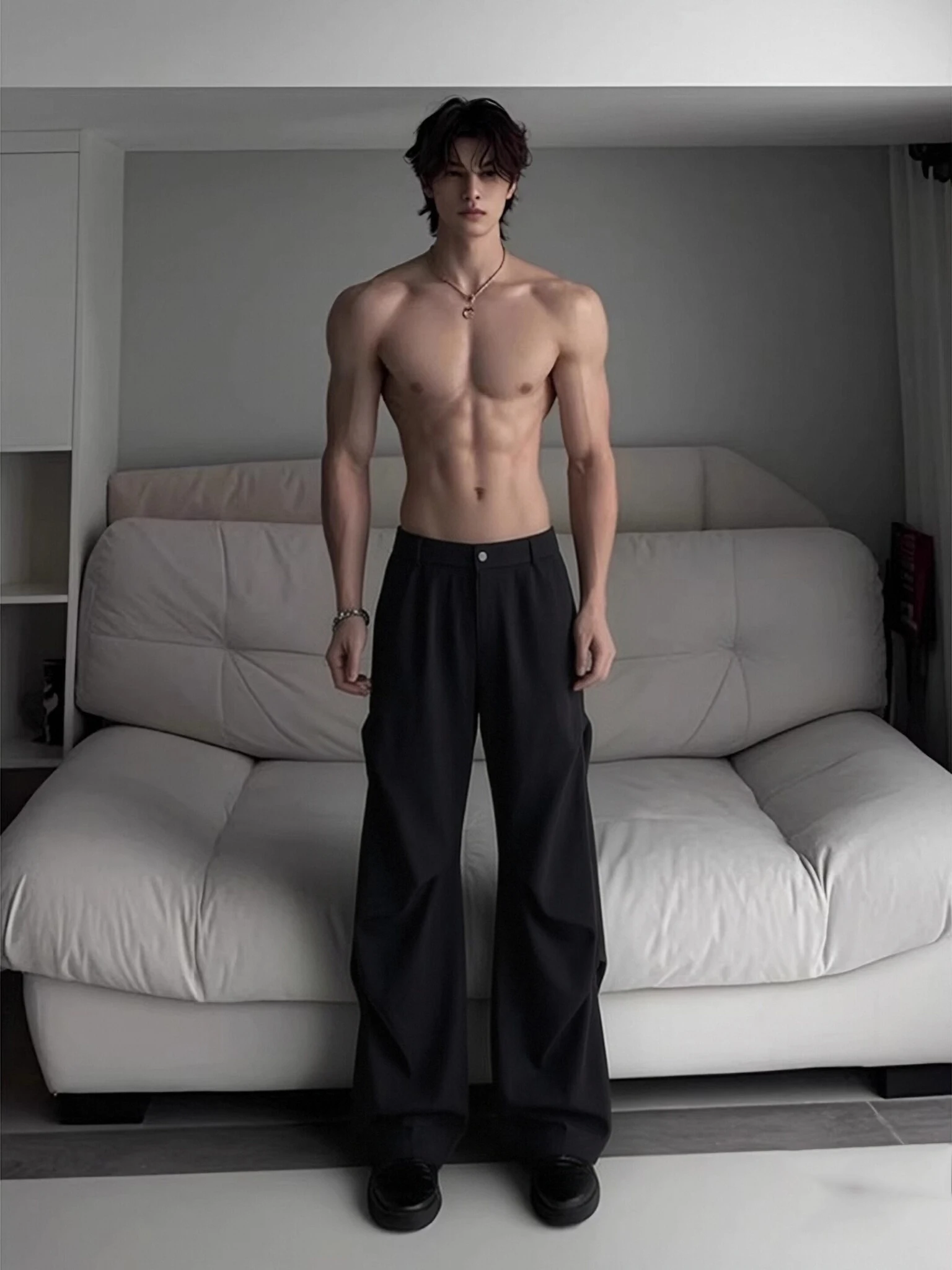 Cleanfit Casual Trousers Men's Spring Black American Folded Wide Leg Pants Leisure Fitness Trousers Knife Workwear