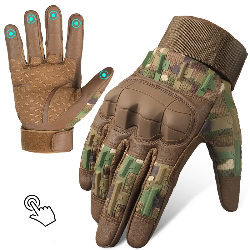 Outdoor Riding Sunscreen Moto Gloves Rubber Non-slip and Wear-resistant Five-finger Touch Screen CS Fighting Tactical Gloves