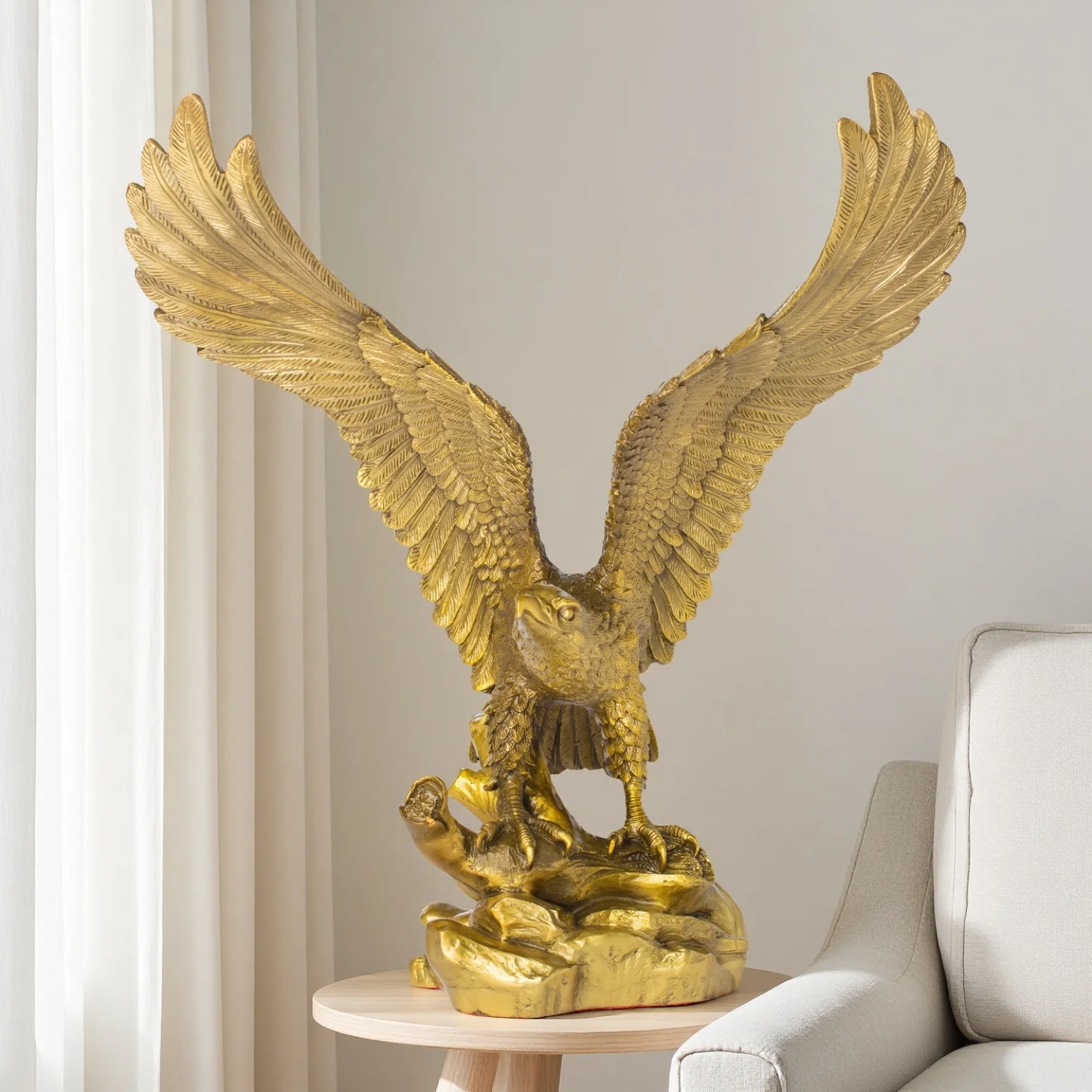 

Bronze Eagle Statue Spread Wings Eagle Sculpture Casting Luxury Handcrafted Lost-Wax Cast Animal Statues For Home Decor Gifts