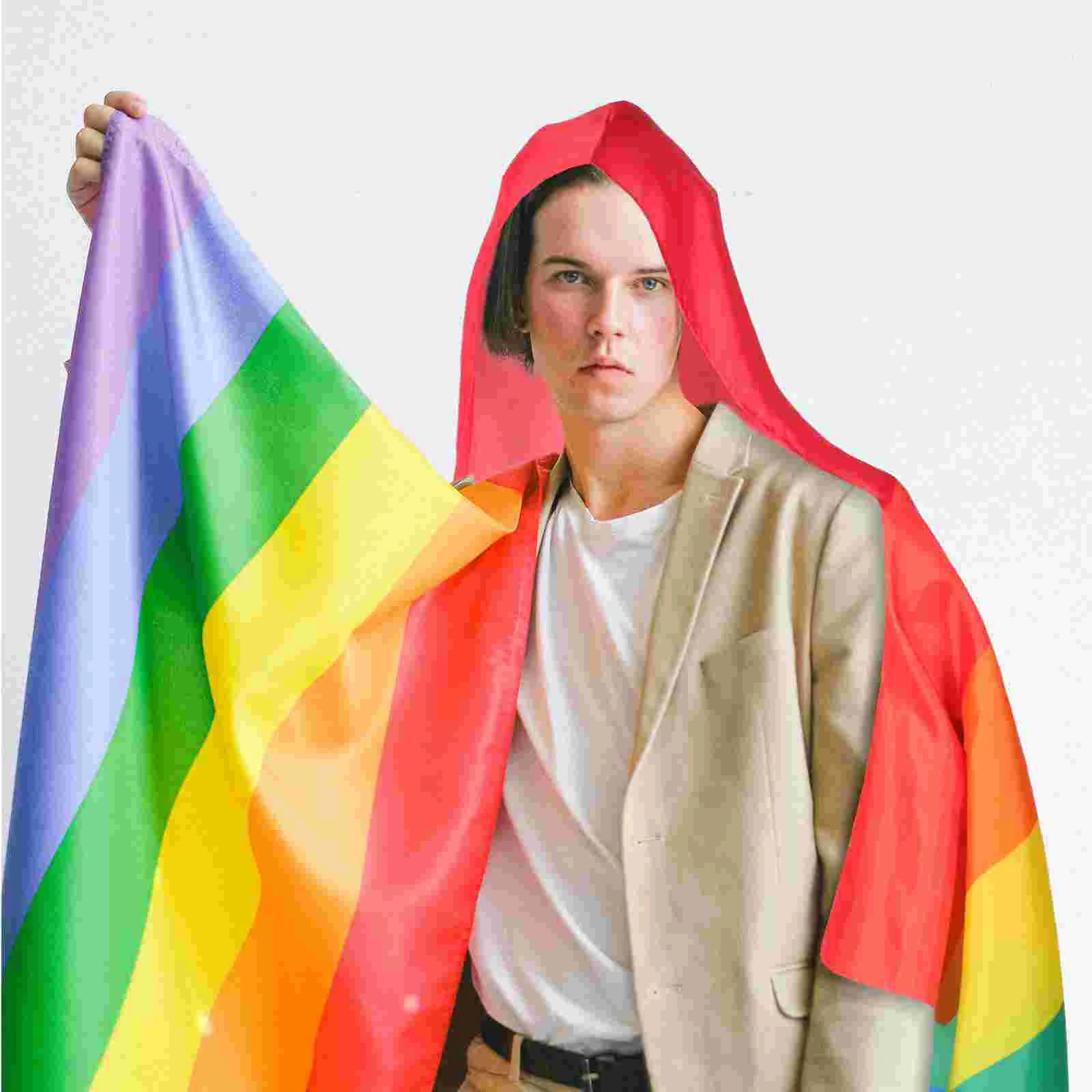 Flag Cape Cloak Pride Gay Rainbow Lesbian Polyester Decoration Jersey Hooded Lgbtq Party Garden Stripes Outwear