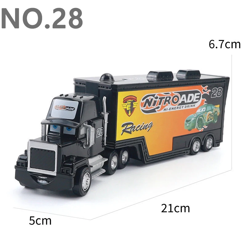 Pixar Cars Greg Candyman's Hauler Modellauto Anime-Figur Mack Container Trucks Semi-Hauler Dinoco Racing Spielzeug Kindergeschenke – Detail 22