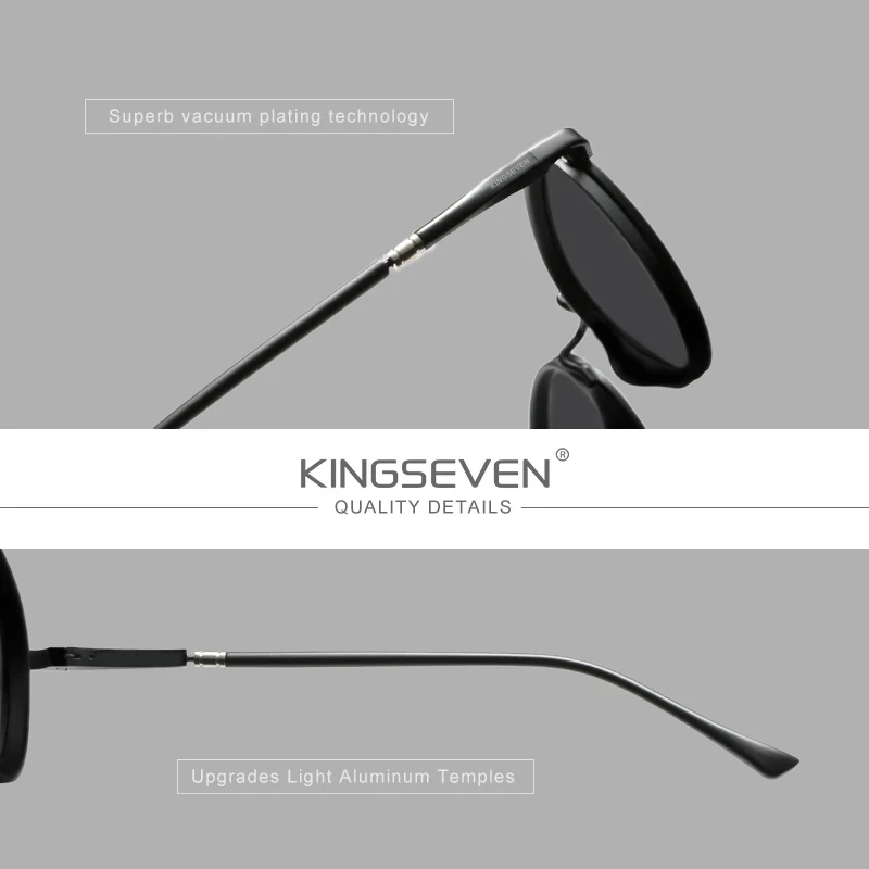 KINGSEVEN, gafas de sol con montura redonda para hombre, polarizadas UV400, diseño de marca de lujo, gafas Vintage para mujer, gafas protectoras de