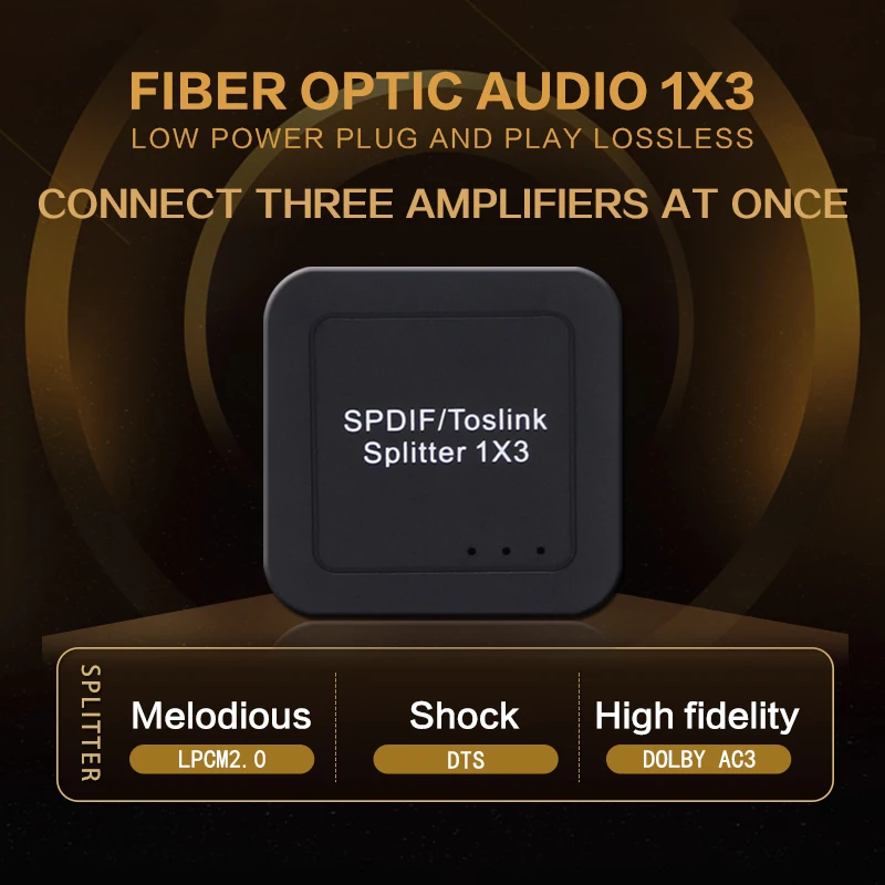 

spdif splitter 1 in 3 toslink 1X3 Digital Optical Audio splitter 1 In 3 Out converter 3 Way Adapter 1 input 3 Output For Speaker