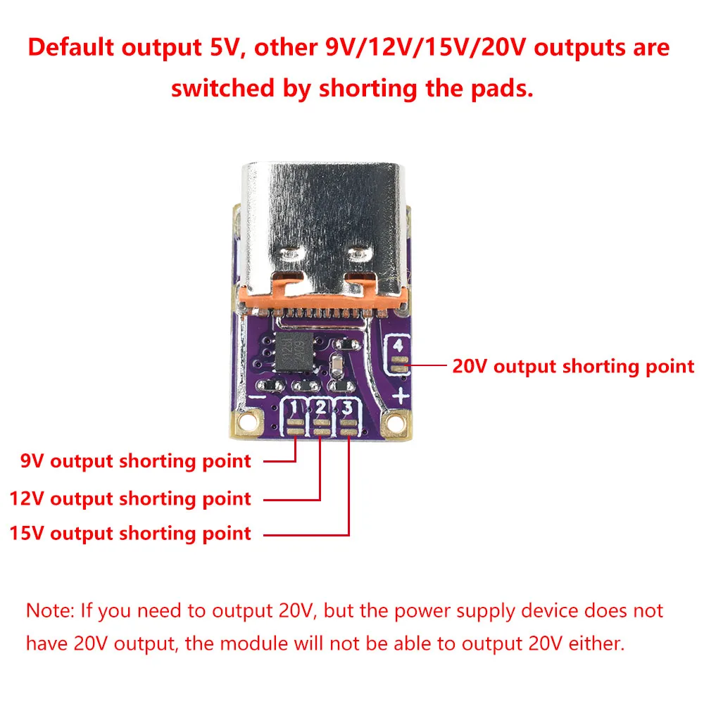 1-10 шт. 5A USB TYPE-C PD Адаптер триггеров напряжения-приманки PD3.0 PD3.1 5 В 9 В 12 В 15 В 20 В Быстрая зарядка Мощность PD к зарядному устройству постоянного тока