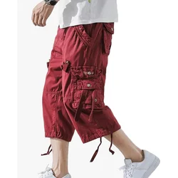 Men's Cargo Shorts Baggy, Multi-pocket Capri Below The Knee Cargo Shorts