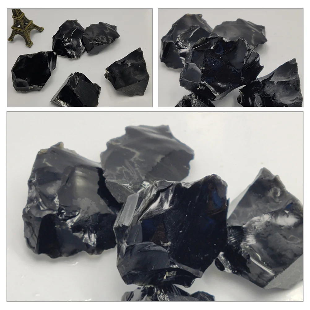 

5Pcs Black Obsidian Stones Natural Stone Crafts for Room Decoration Home Office Desk Calming Crystal Gift Set