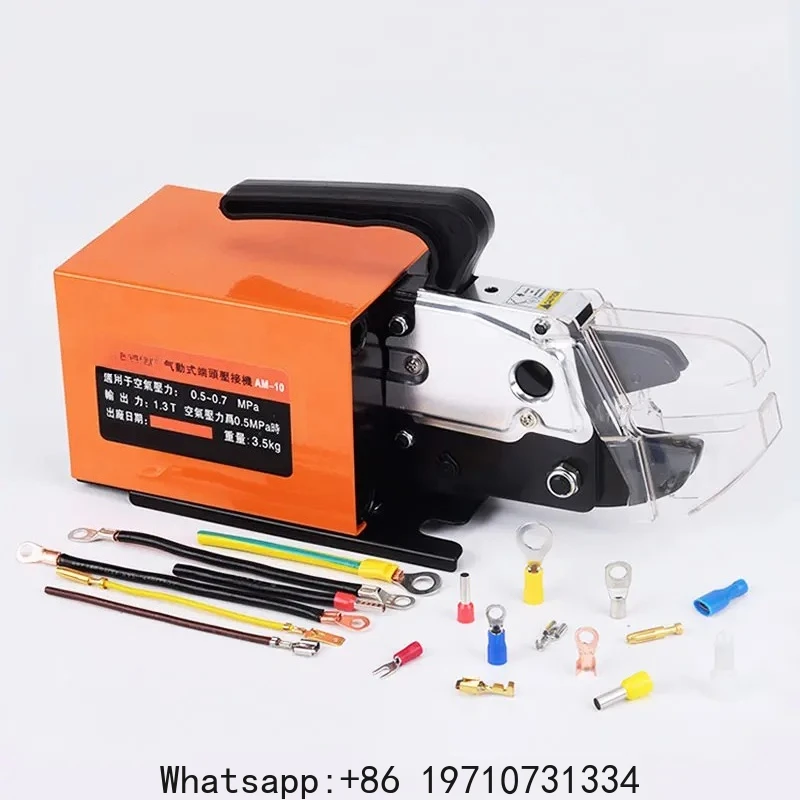 AM-10 Pneumatic Crimping Tool Air Powered Wire Terminal Crimper Plier Machine Up to 16mm² with 4 Optional Die Sets