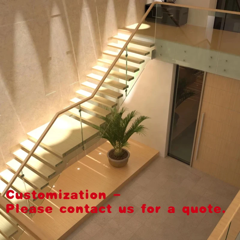 custom.Prima High-end Luxury Modern Design Marble Tread Quartz Stone Steps Stairs Home Straight Staircase