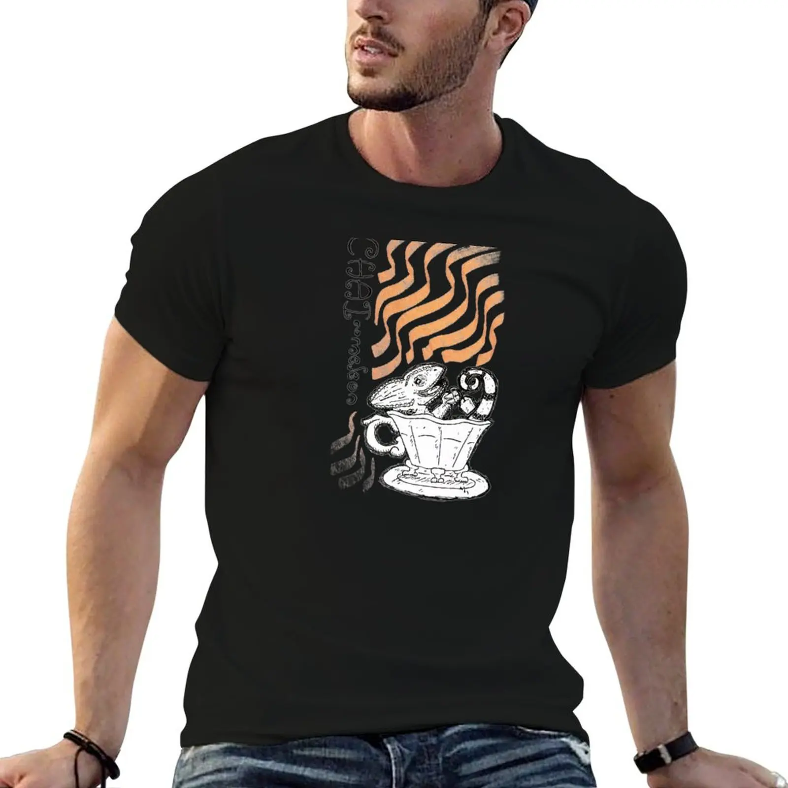 Punimal Café: Chaimeleon T-Shirt Basic Short Sleeve T-Shirt for Men