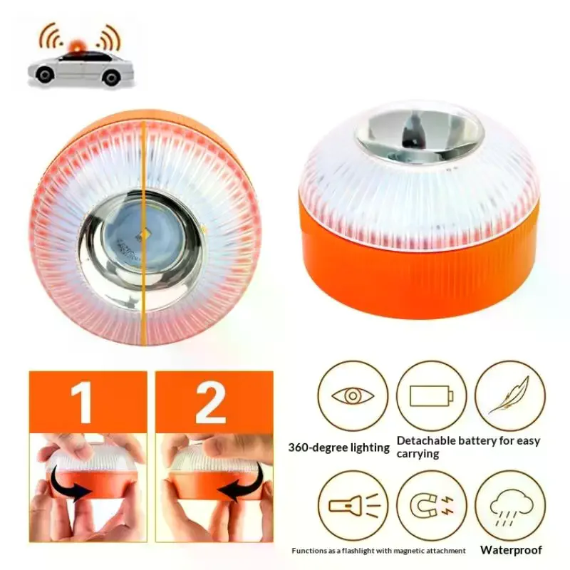 

1/2/3Pcs V16 Geolocation DGT 3.0 Approved Car Emergency Light With SIM Induction Traffic Warning Light, Working Light, Multifun