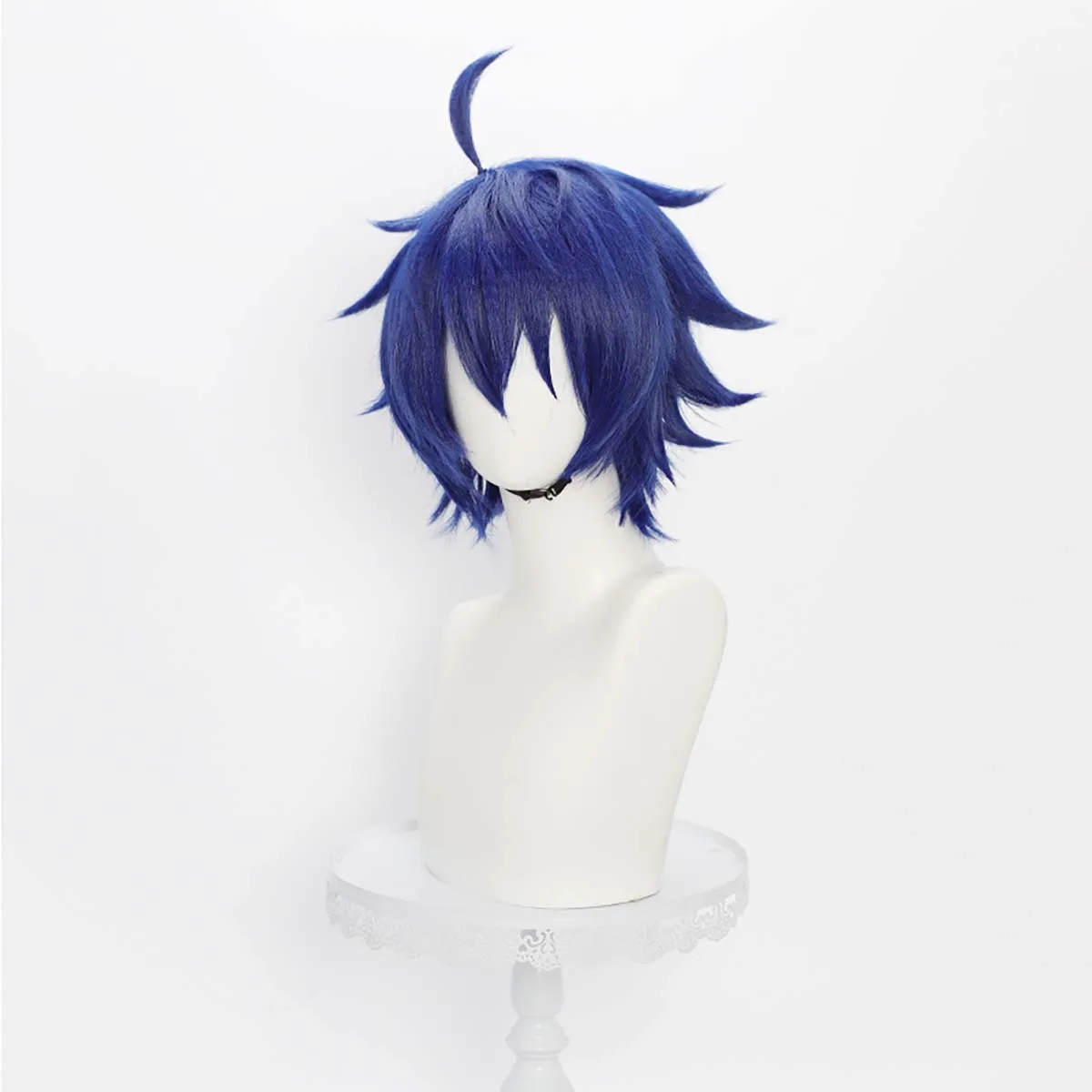 Anime Tougen Anki Shiki Ichinose Cosplay  Short Dark Blue Synthetic Hair Wig