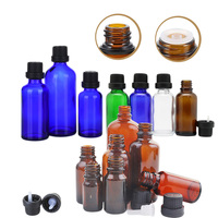 10Pcs 5/10/15/20/30/50/100ml Empty Glass Essential Oil Bottles w/ Orifice Reducer Dropper Tips For Cosmetic Perfume Aromatherapy