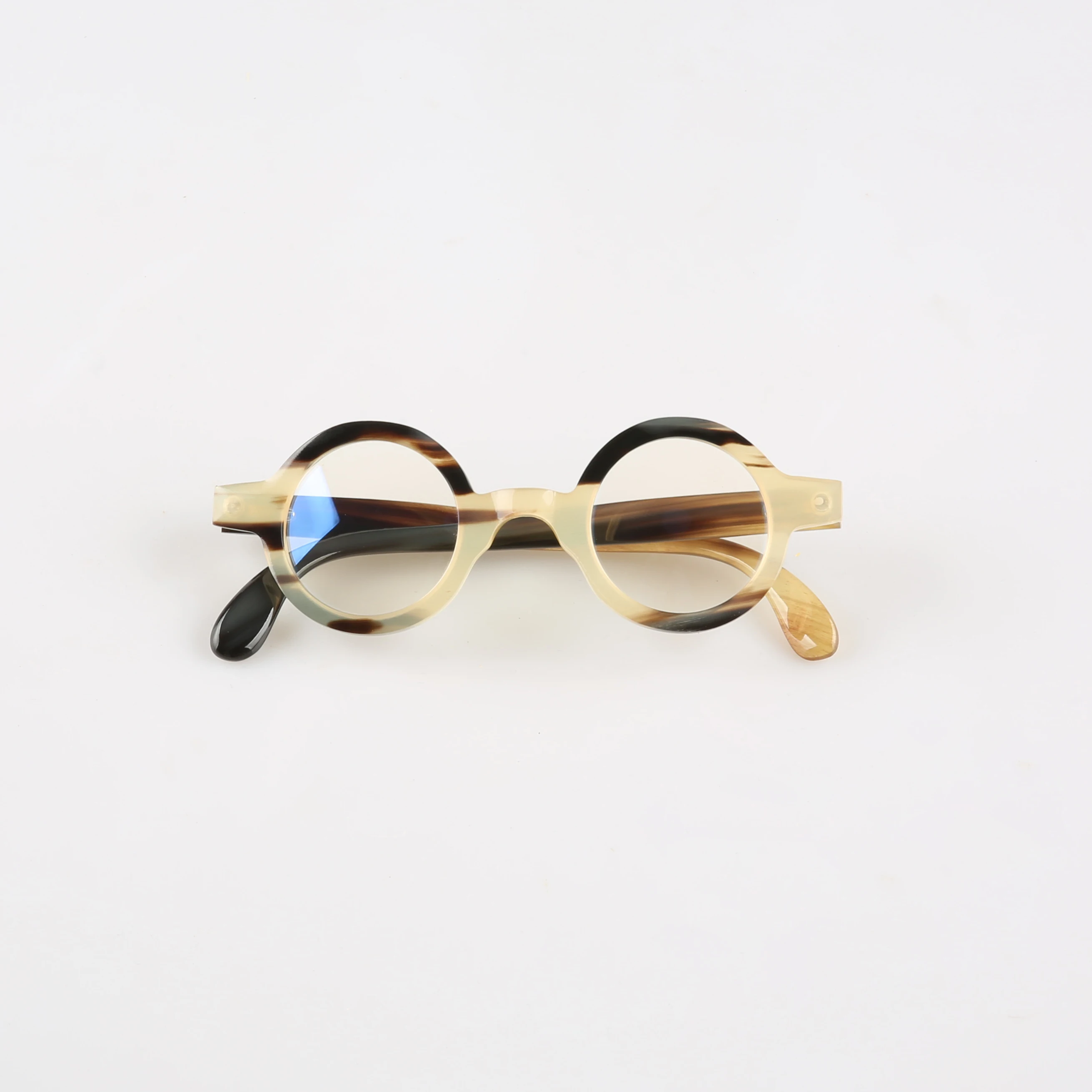 

Man Flasses Frames Unique Optical Lenses Eyewear Round Vintage Stripes Handmade Honey Black Horn Prescription Eyeglass Frames