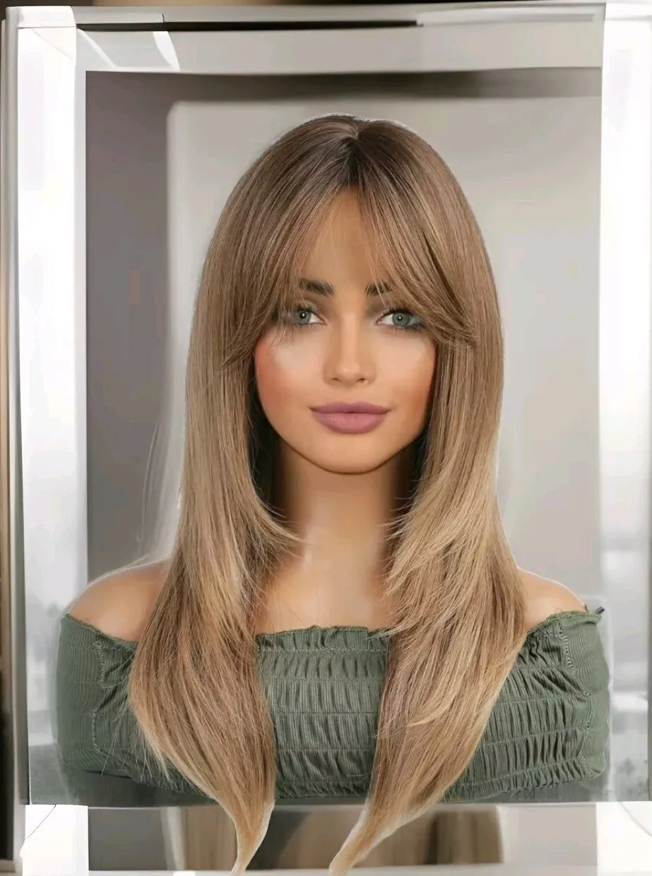 

Long Gold Blonde Dark Brown Balayage Wig - Hair Blend Multicolor