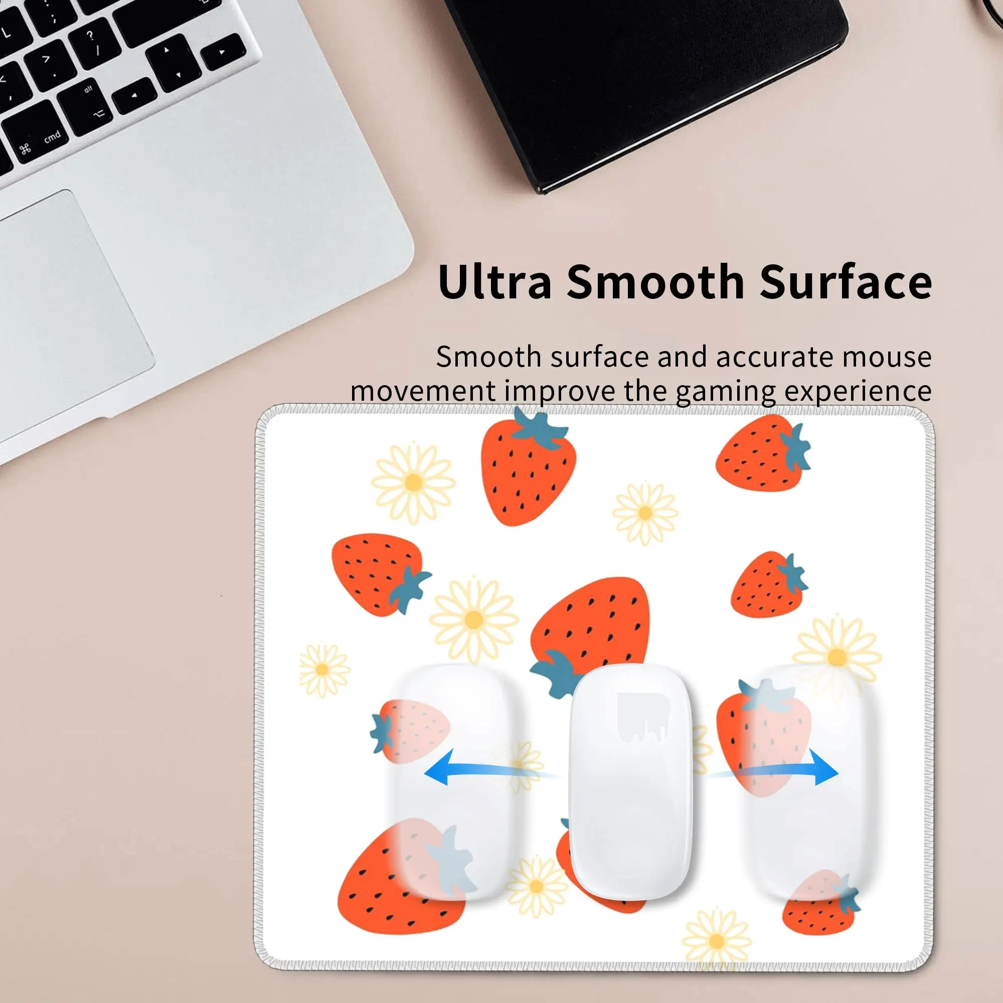Strawberry And Daisy Cartoon Pattern Mouse Pad Computer Keyboard Mouse Mat Gamer PC Laptop Desk Mat Office Table Mats