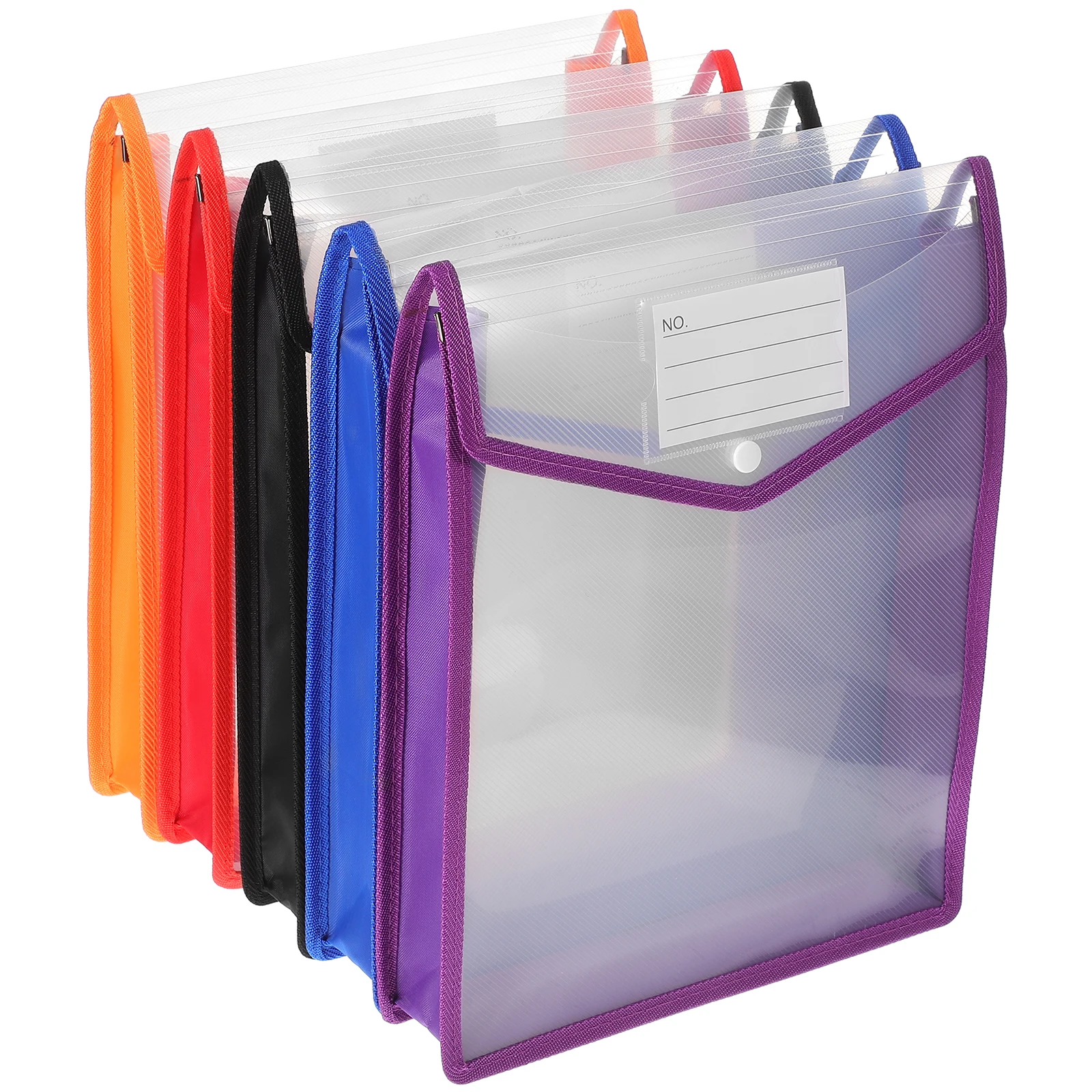 5Pcs Clear Document Folder Expanding Letter Size File Organizer Button Closure File Bags Office Supply Document Organizer