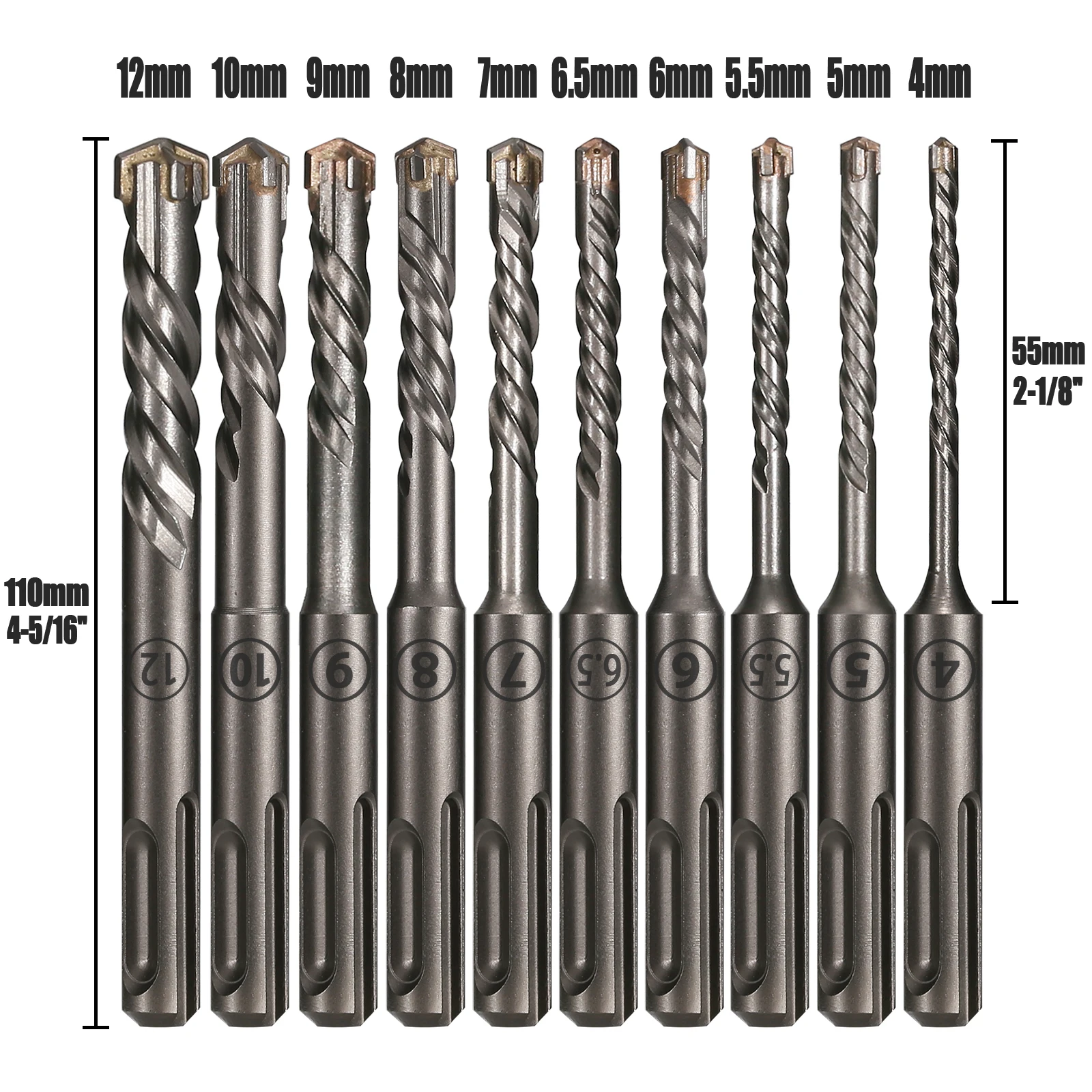 Imagem -03 - Concreto Sds Plus 412 mm Bit Cruz Cortador Cabeça Duplo Martelo 110 mm Bloco de Tijolo de Parede Martelo Elétrico Alvenaria Bit 1pc