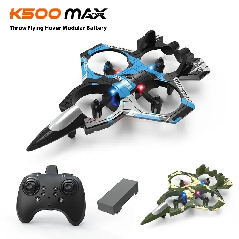 K500Max Fighter Jet Quadcopter Drone Stunt Light RC Avião Quatro Canais Hovering Alta Altitude Rolling Efeitos Especiais