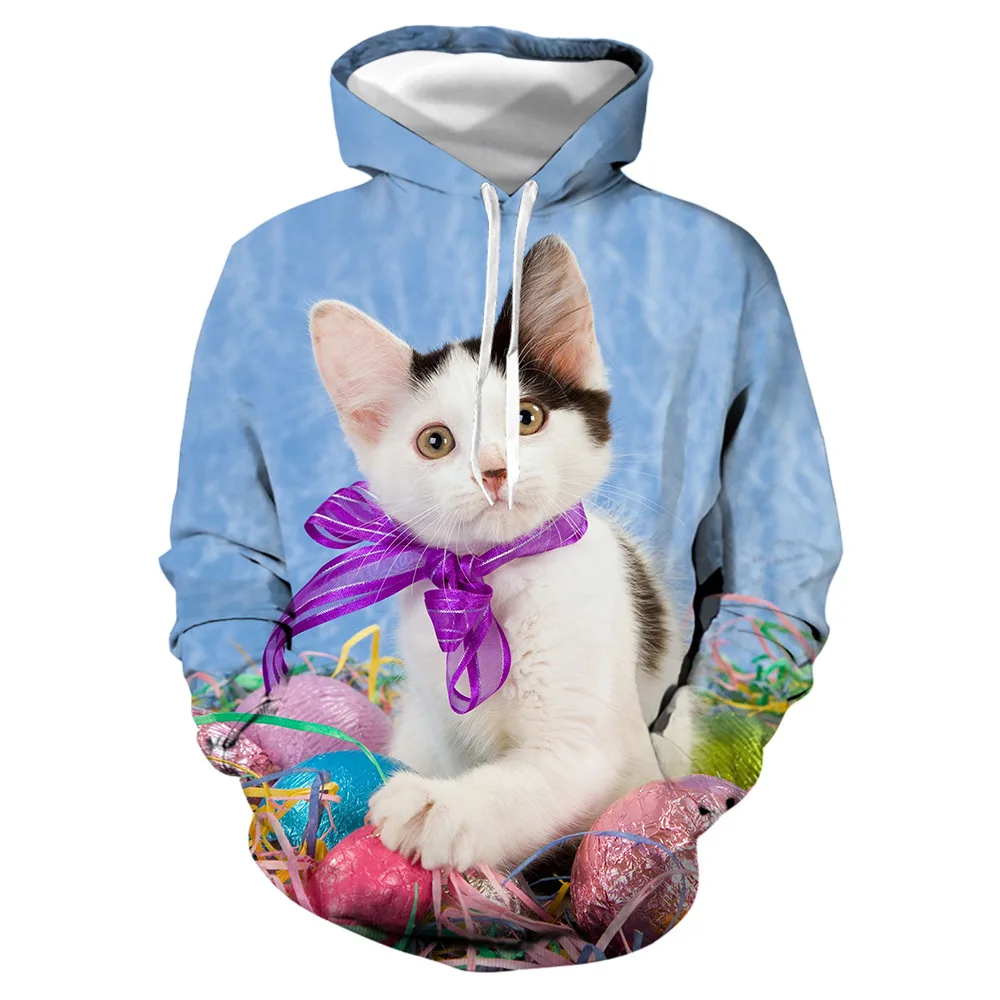 Newest Cute 3D Printing Child Hoodie Cat Animal Series Long Sleeve Hooded Pullover Boys Girls Tops Sweatshirt Oversized Clothing