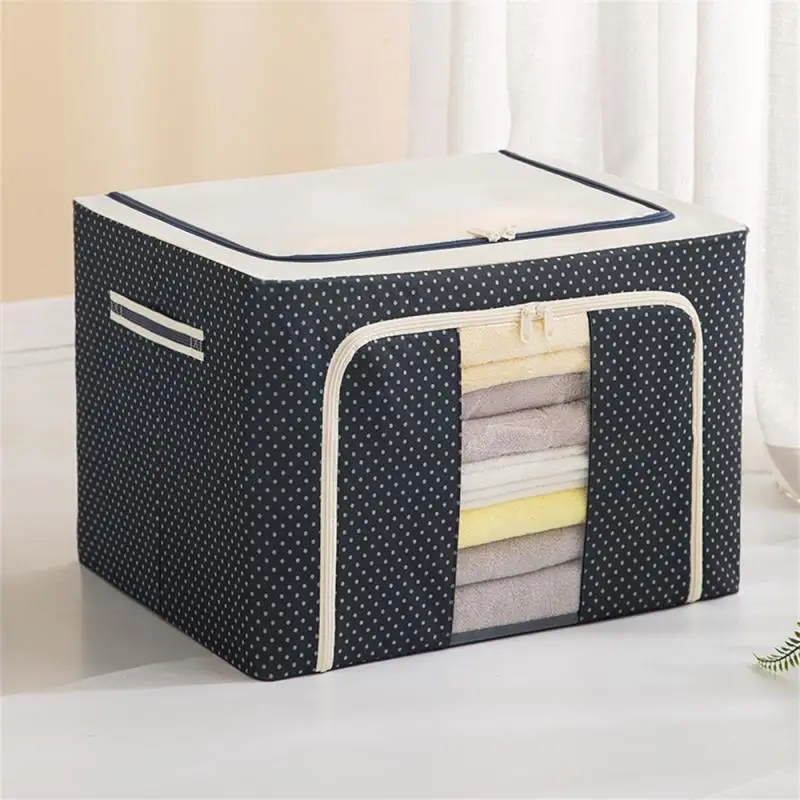 Oxford Cloth Clothes Steel Frame Transparent Storage Box Bed Sheet Blanket Pillow Shoe Rack Container Foldable Storage Case