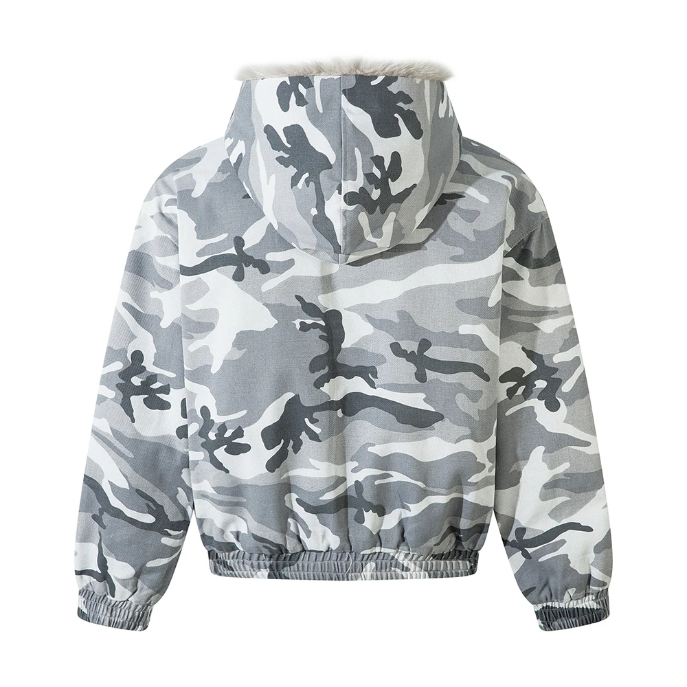 Streetwear Contrast Color Camouflage Cotton Padded Jacket for Men and Women Vintage Casual Thick Winter Coat Oversized